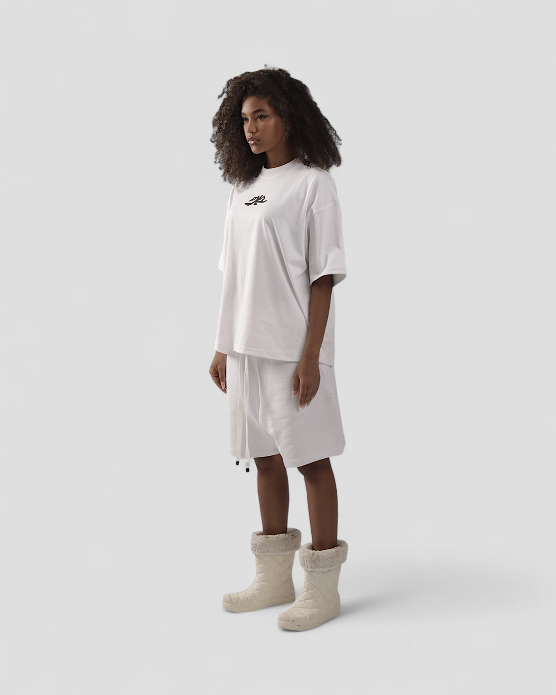 DEMENTE WHITE SILK-PUFF BOXY TEE