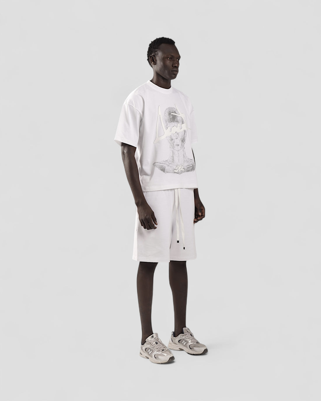 DEMENTE WHITE HALFTONES BOXY TEE
