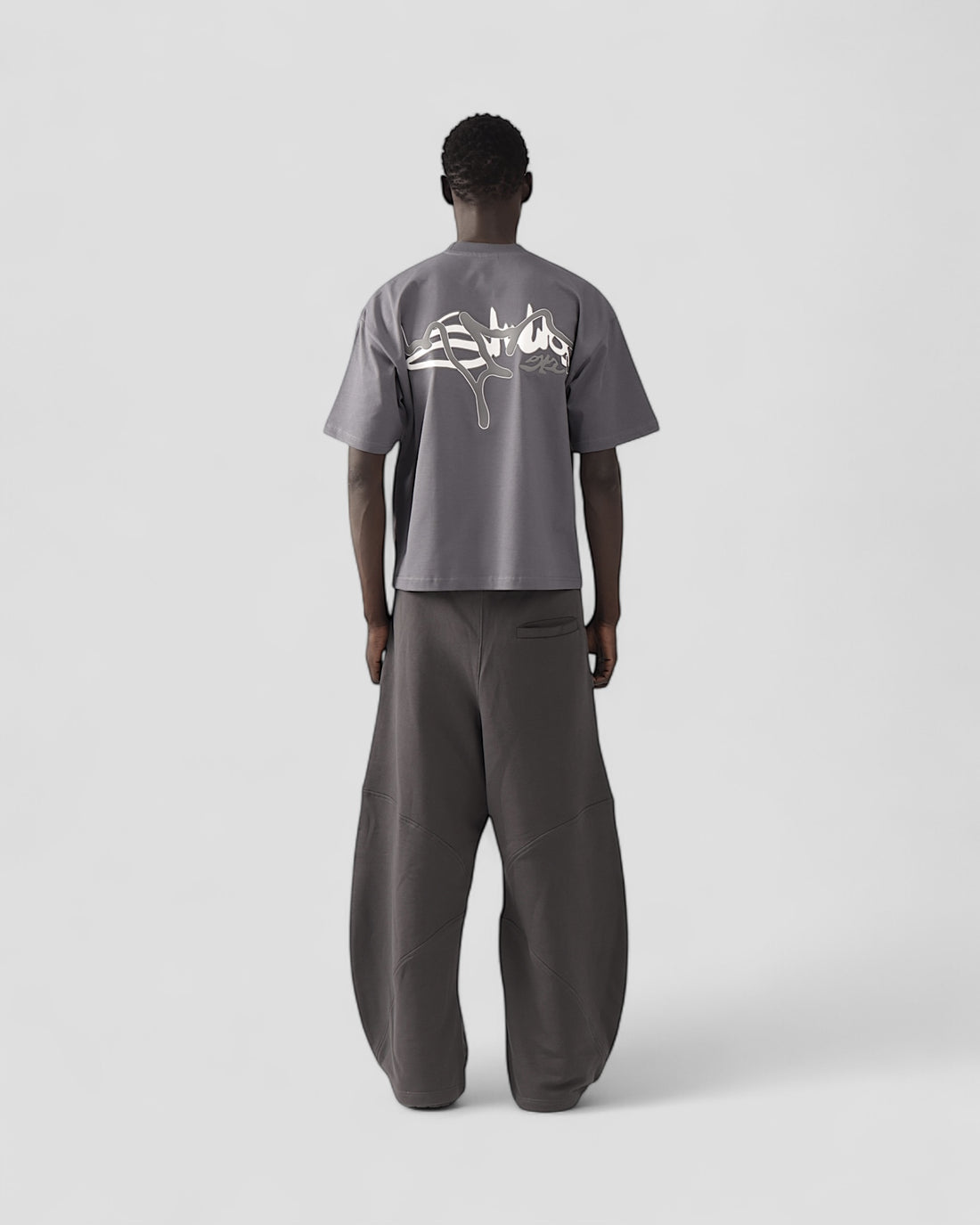DEMENTE GREY SILK-PUFF BOXY TEE