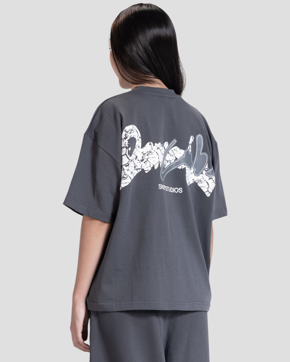 DEMENTE GREY CRACKED BOXY TEE