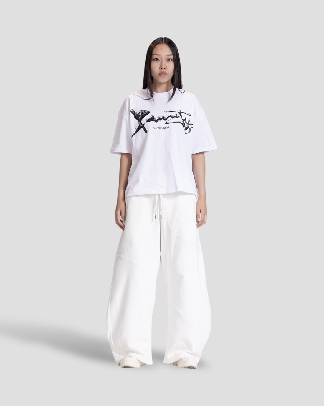 DEMENTE WHITE SHATTERED BOXY TEE
