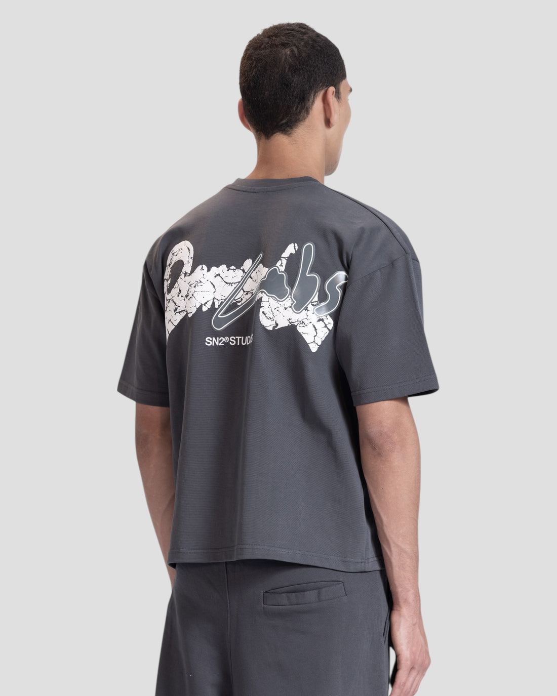 DEMENTE GREY CRACKED BOXY TEE