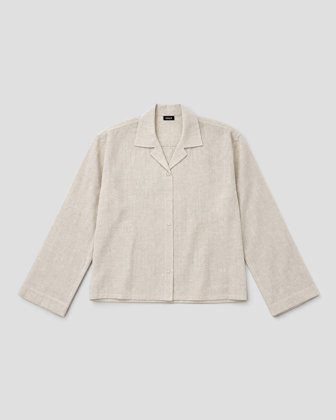 Costa Beige Blank Linen Long Sleeve Shirt