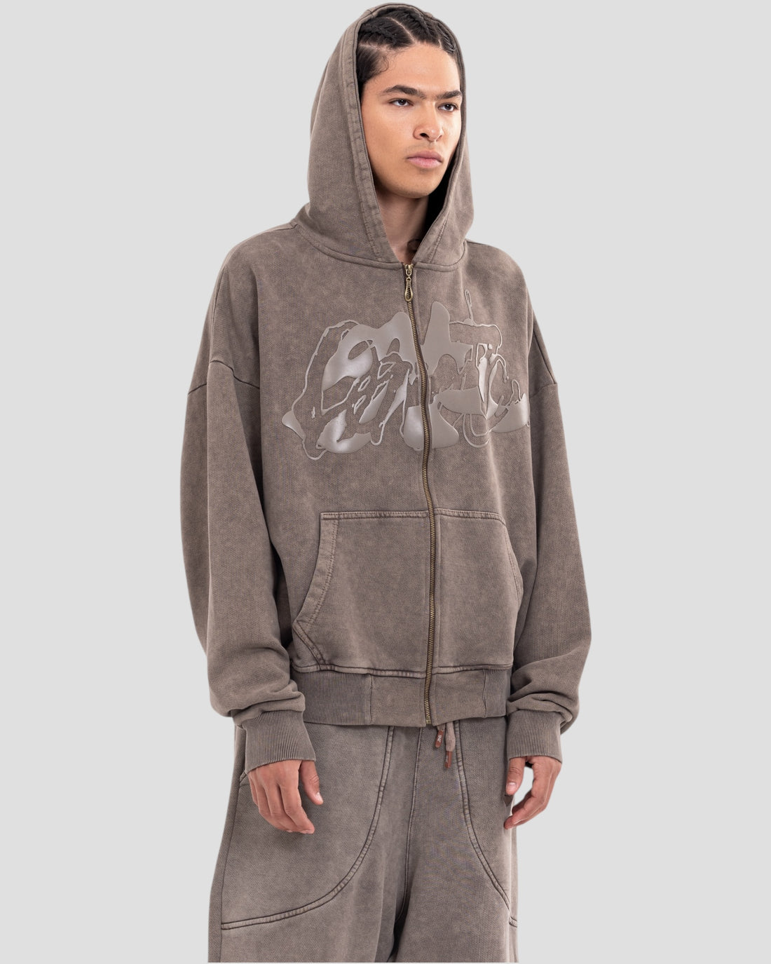 DEMENTE WASHED BROWN ZIPUP JACKET (10156809027859)