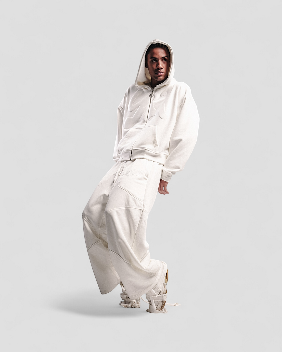 DEMENTE WHITE ON WHITE ZIPUP JACKET (PREORDER)