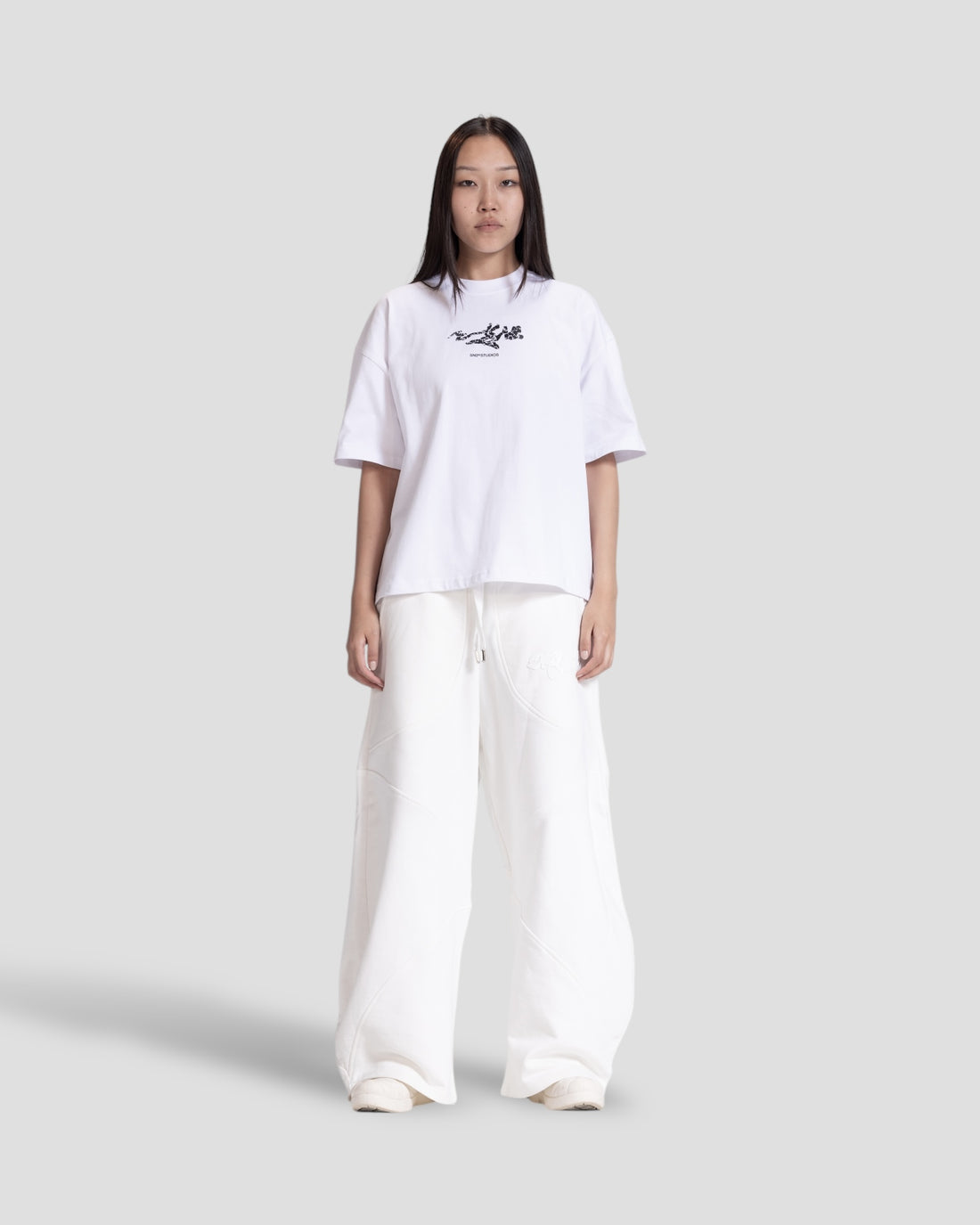 DEMENTE WHITE CRACKED BOXY TEE