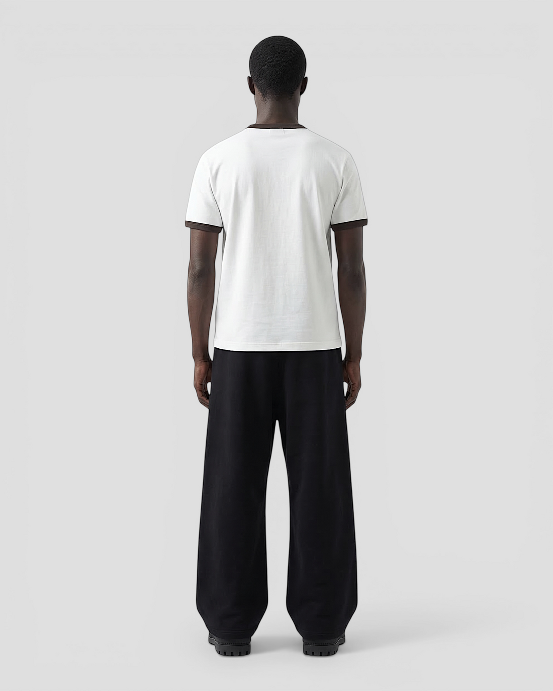 Luis Ribbed Regular Blank White And Brown Tee V2
