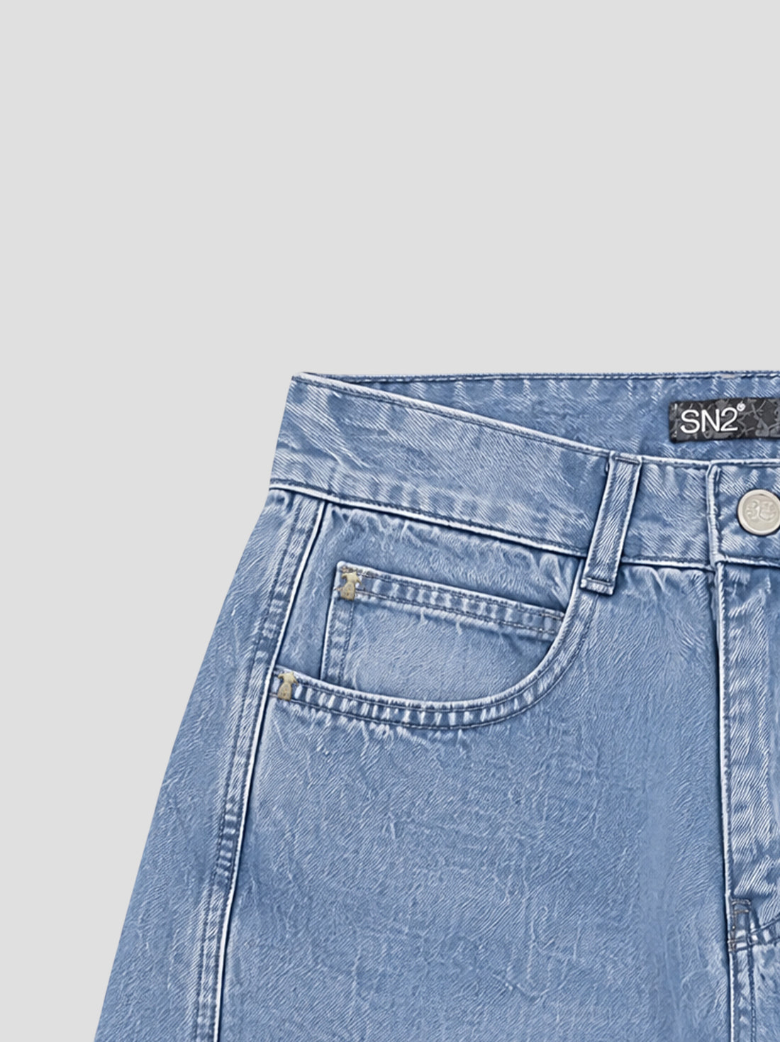 DEMENTE LIGHT BLUE WASHED BARREL CURVED OVERSIZED JEANS