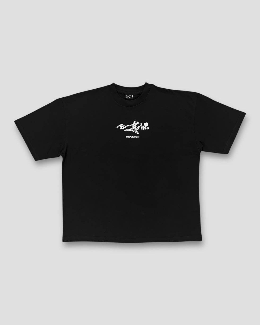 DEMENTE BLACK CRACKED BOXY TEE