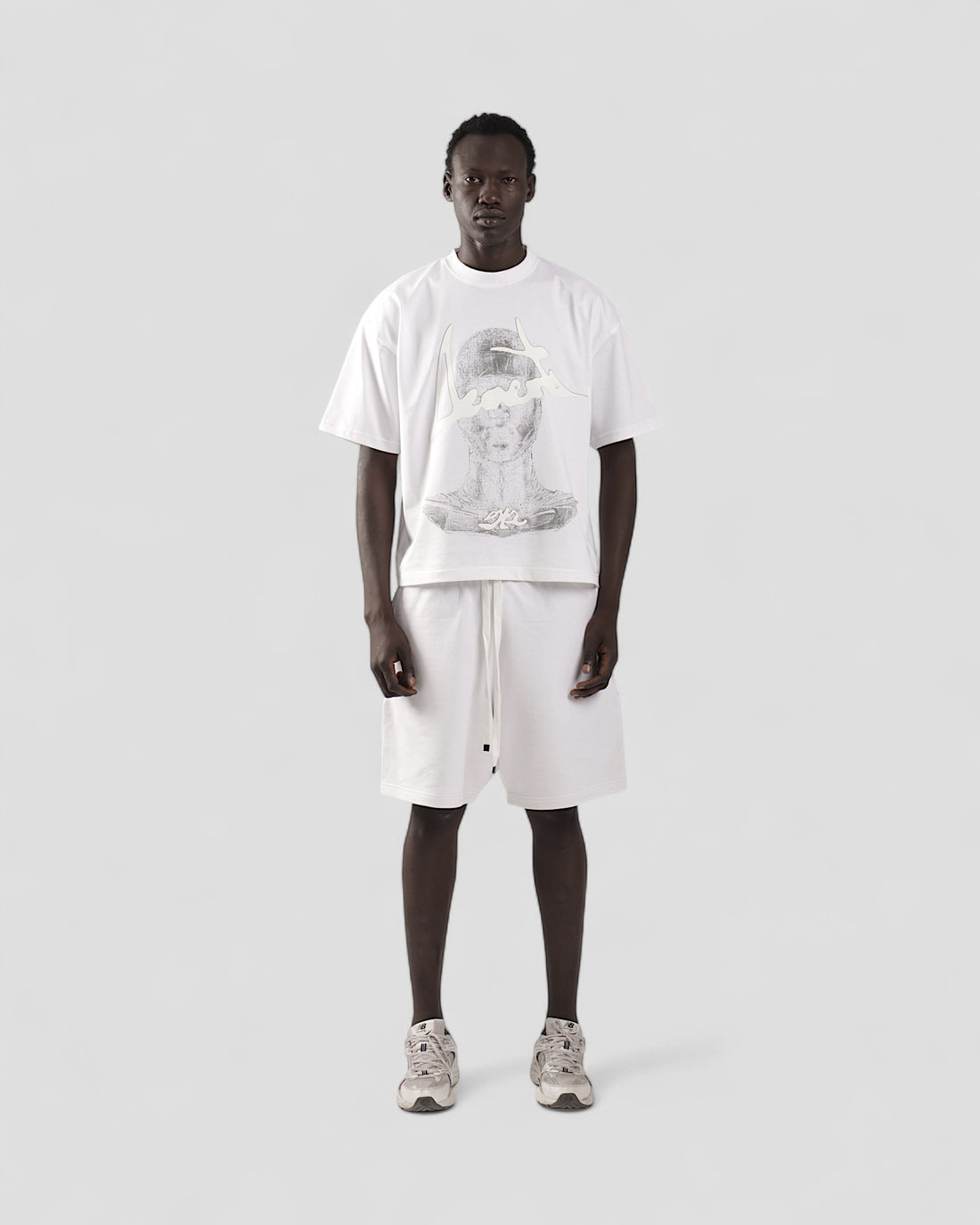 DEMENTE WHITE HALFTONES BOXY TEE