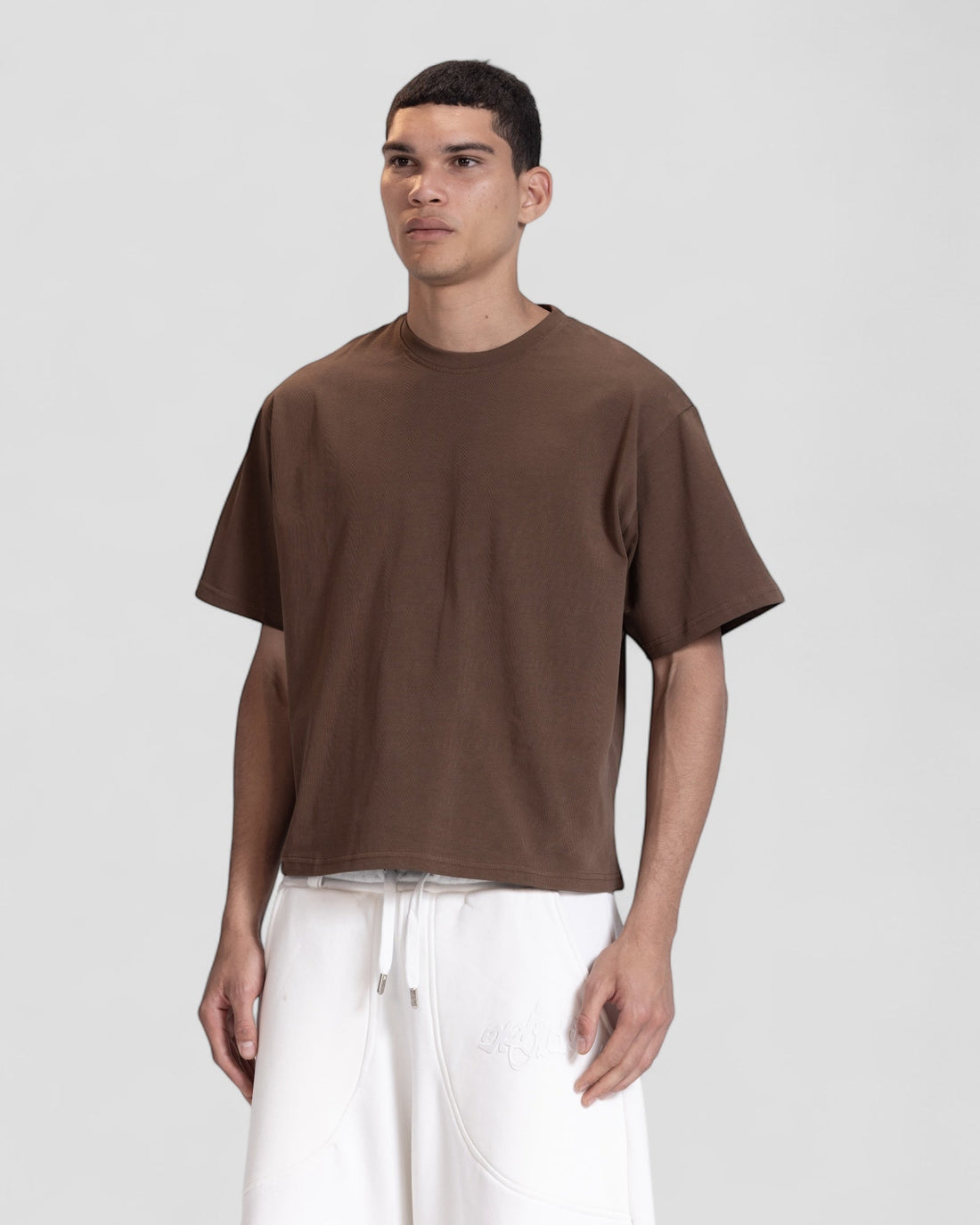 The Perfect Blank Dark Brown Boxy Tshirt V1