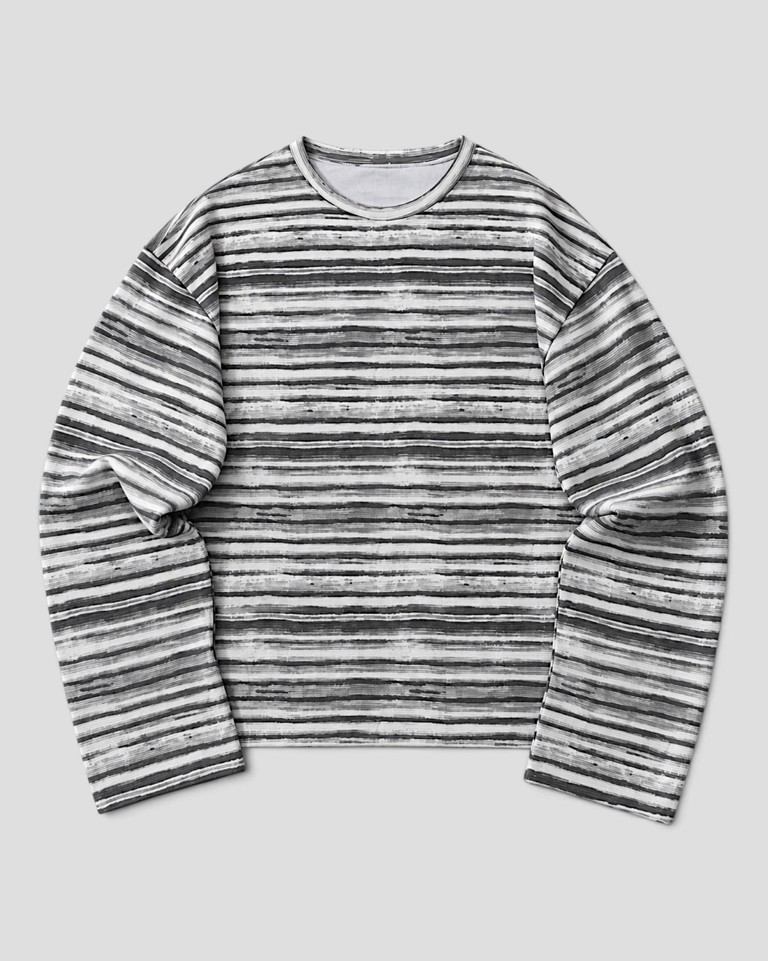 FORMS WASHED STRIPED WHITE & GREY LONG SLEEVE TEE