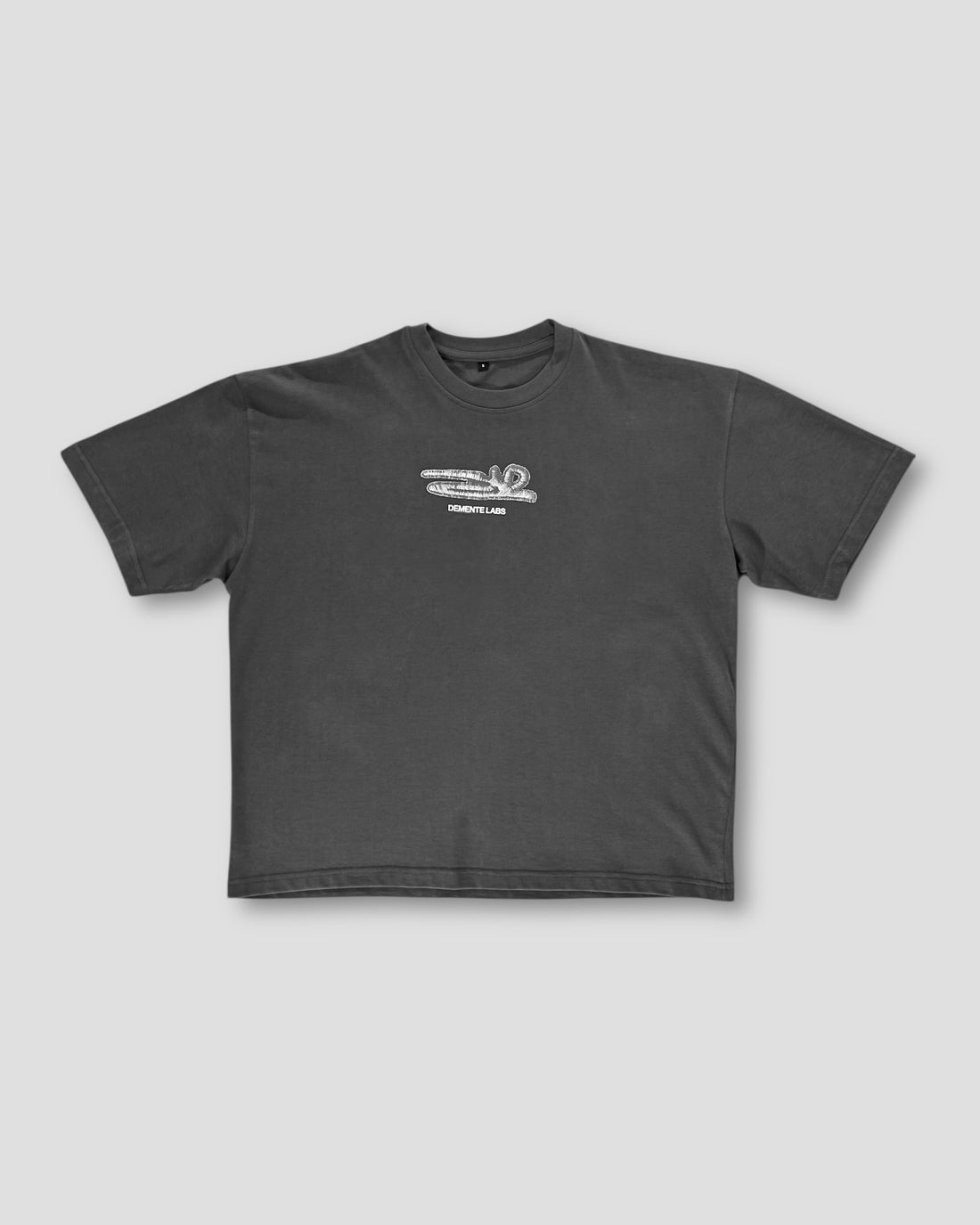 DESLEVADO GREY ILLUSION EMBROIDERY BOXY TEE