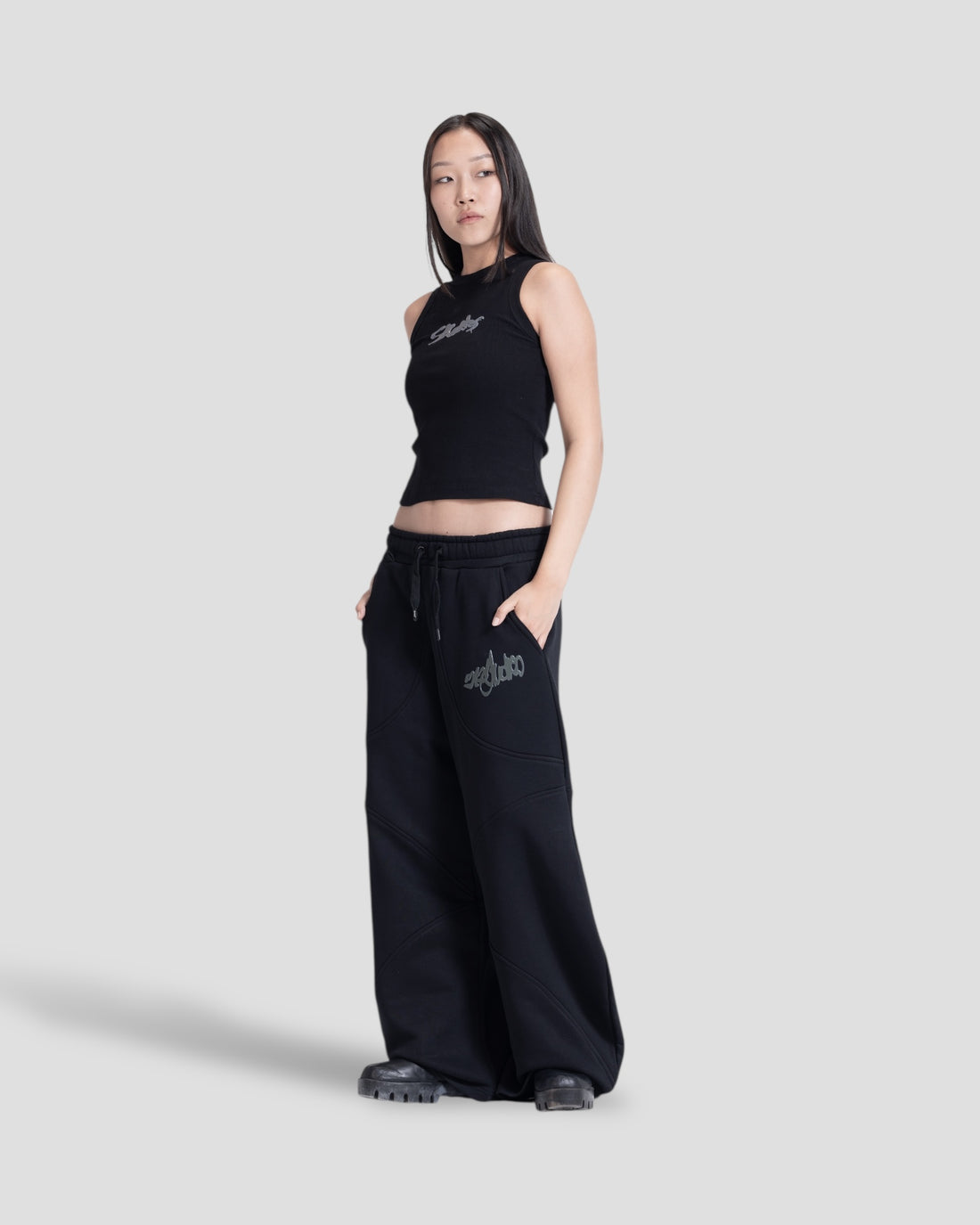 DEMENTE BLACK POLISHED TANK TOP