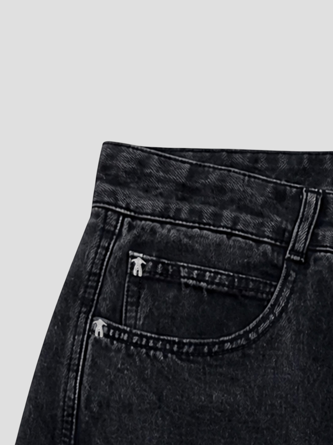 DEMENTE BLACK WASHED BARREL CURVED OVERSIZED JEANS