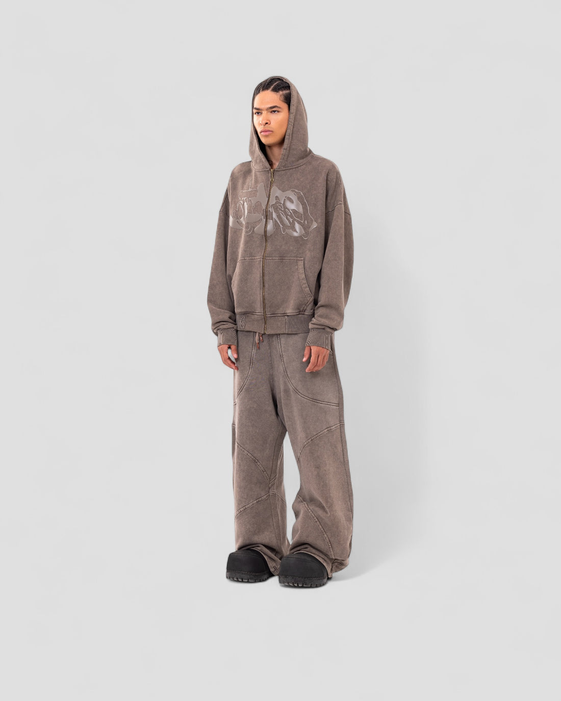 DEMENTE WASHED BROWN ZIPUP JACKET (10156809027859)