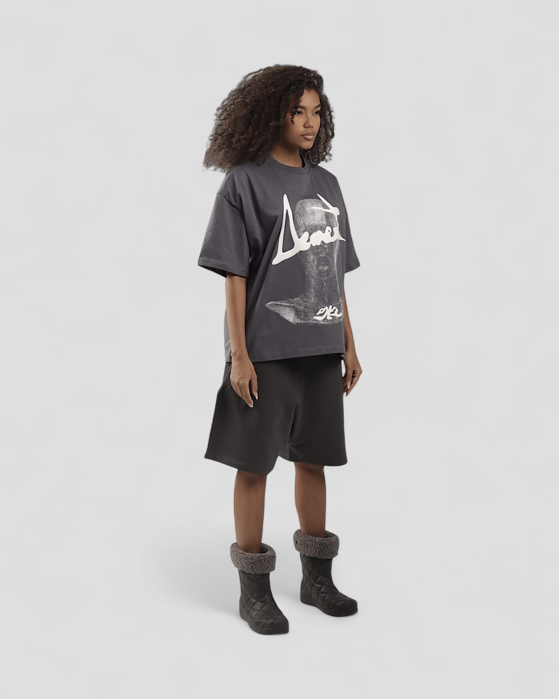 DEMENTE GREY HALFTONES BOXY TEE