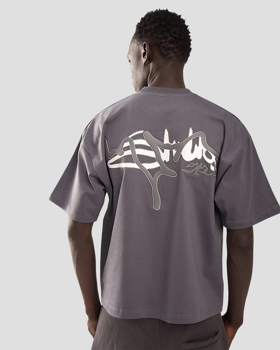 DEMENTE GREY SILK-PUFF BOXY TEE