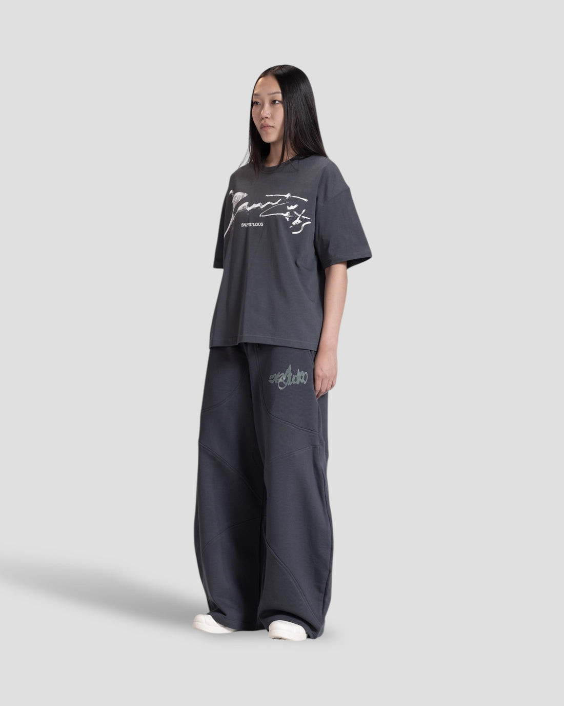 DEMENTE GREY SHATTERED BOXY TEE