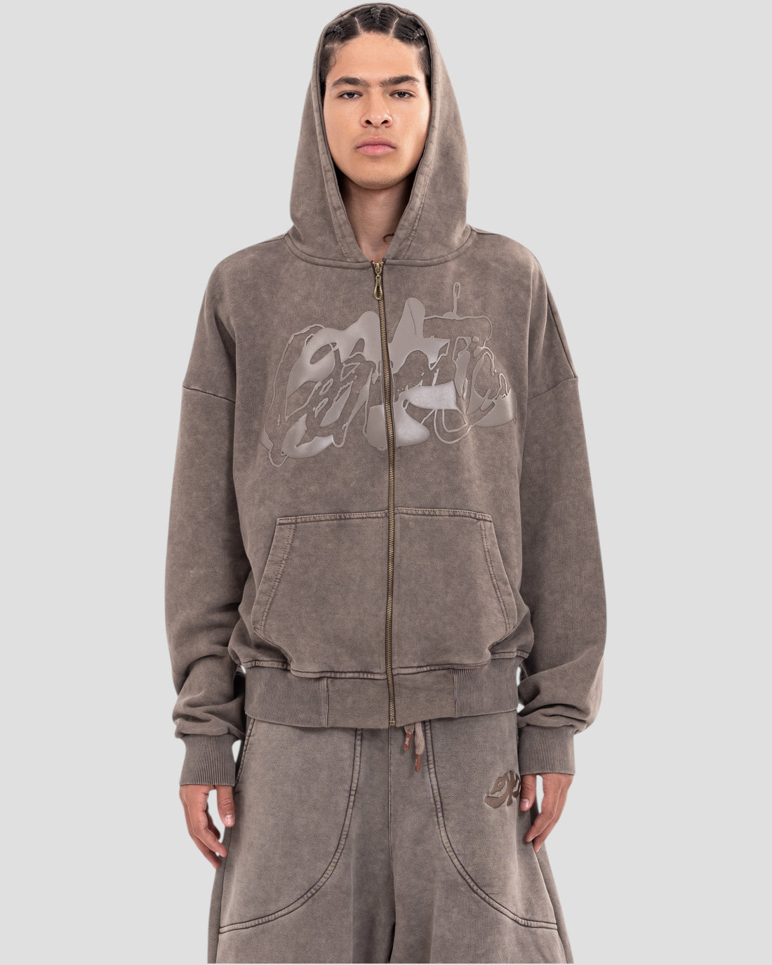 DEMENTE WASHED BROWN ZIPUP JACKET (10156809027859)