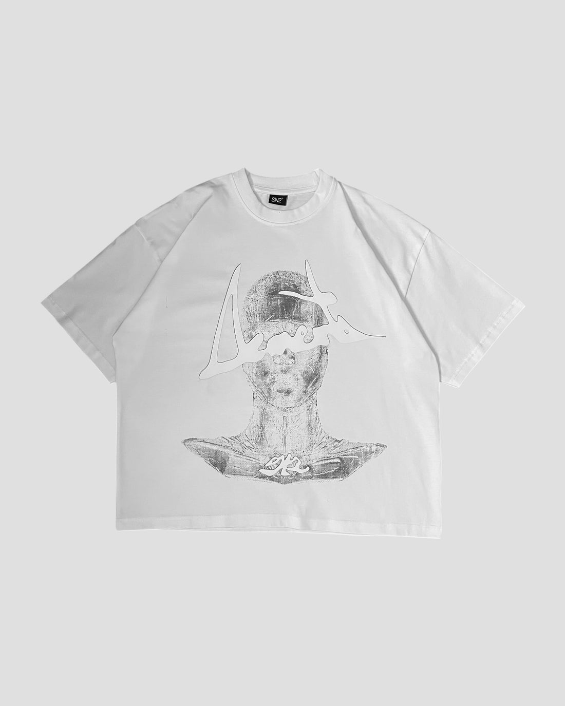 DEMENTE WHITE HALFTONES BOXY TEE
