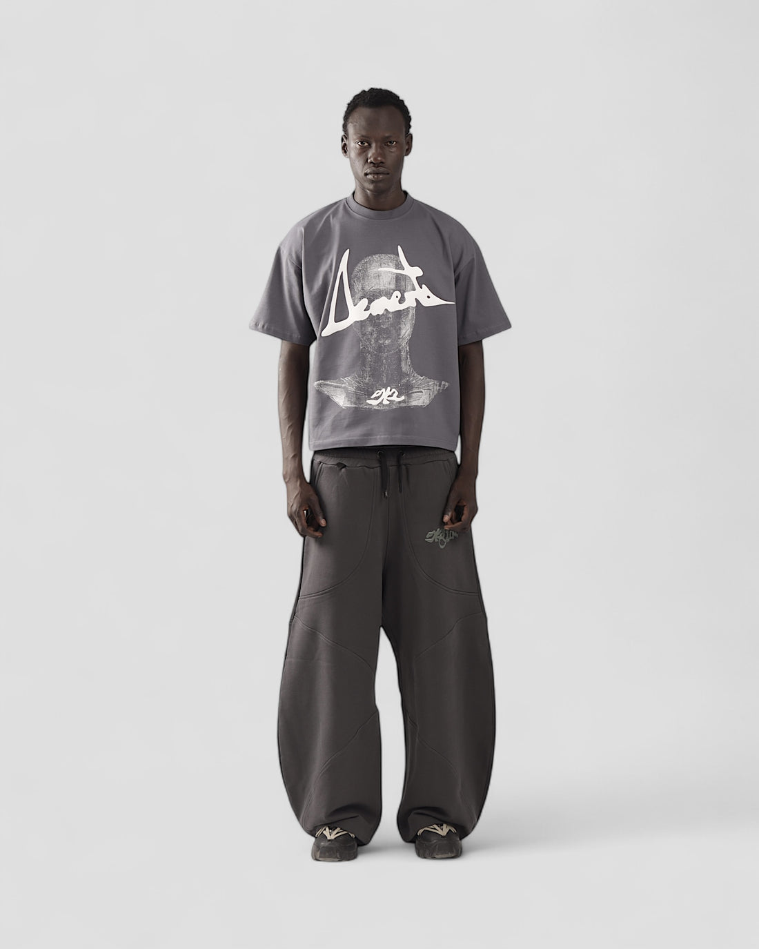 DEMENTE GREY HALFTONES BOXY TEE