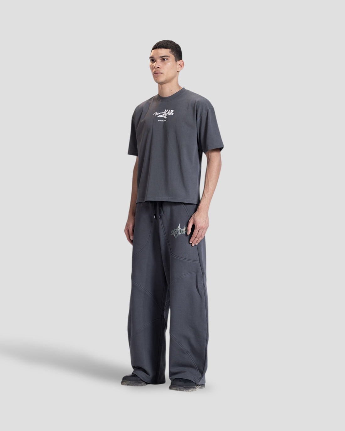 DEMENTE GREY CRACKED BOXY TEE
