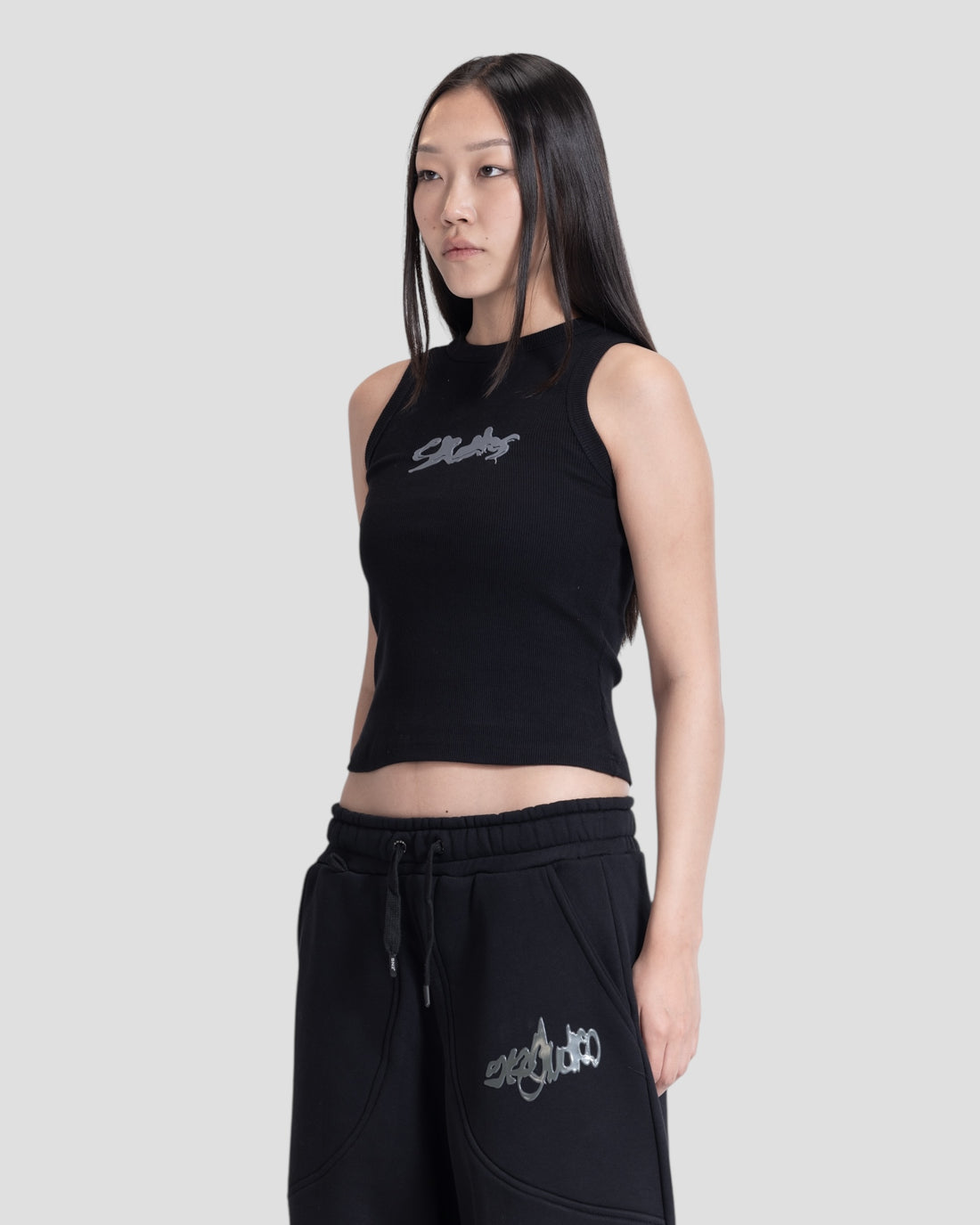 DEMENTE BLACK POLISHED TANK TOP