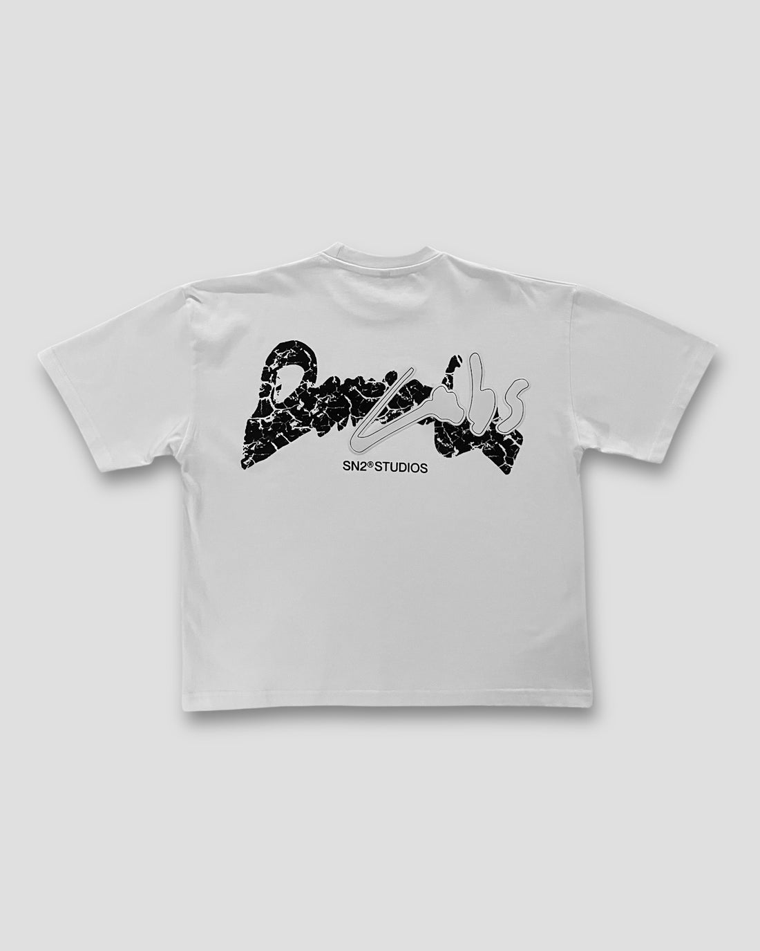 DEMENTE WHITE CRACKED BOXY TEE