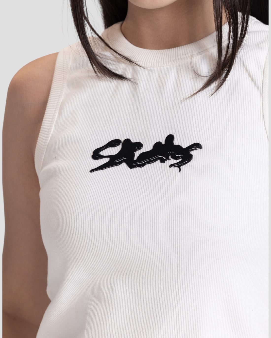 DEMENTE WHITE POLISHED TANK TOP