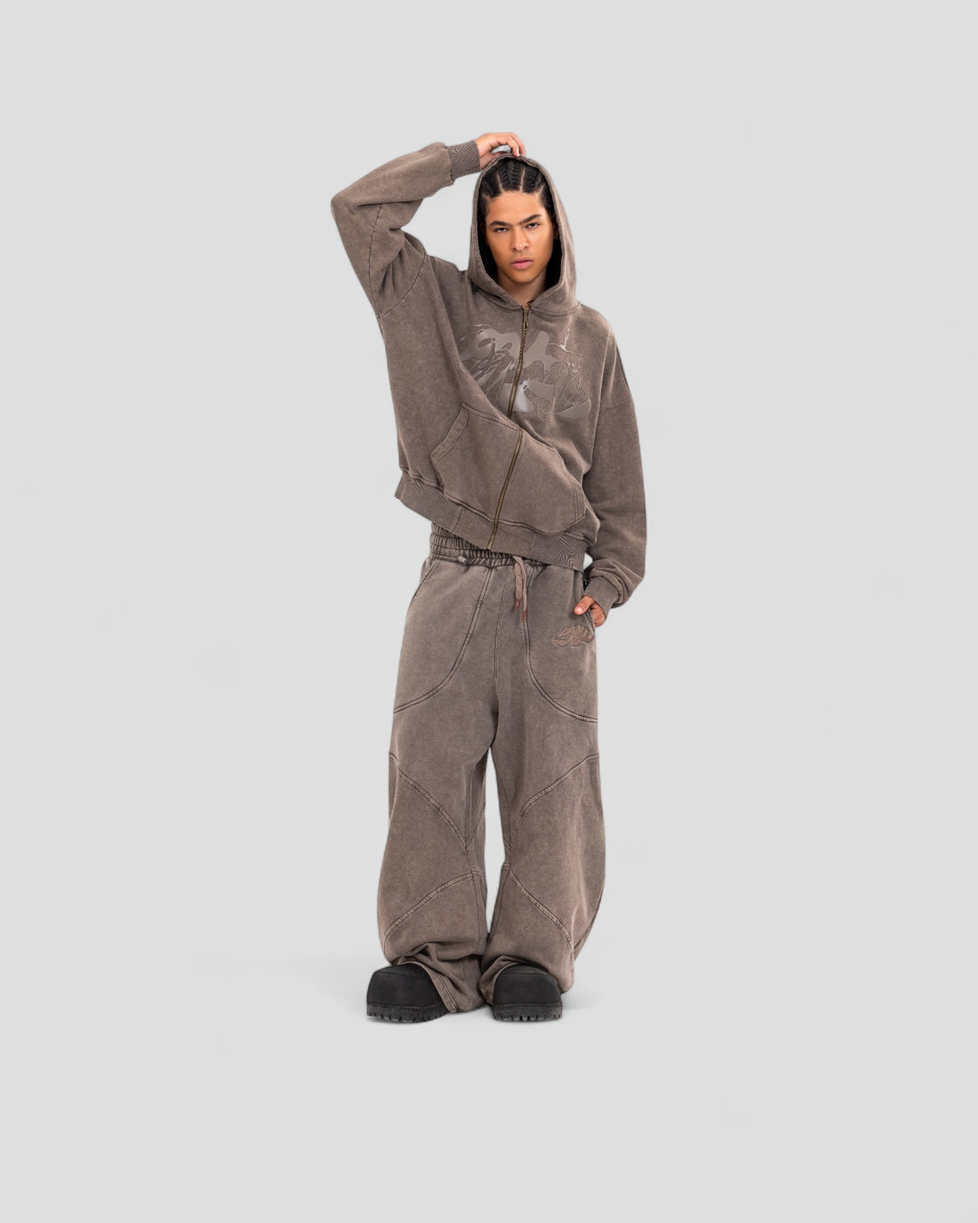 DEMENTE WASHED BROWN ZIPUP JACKET (10156809027859)