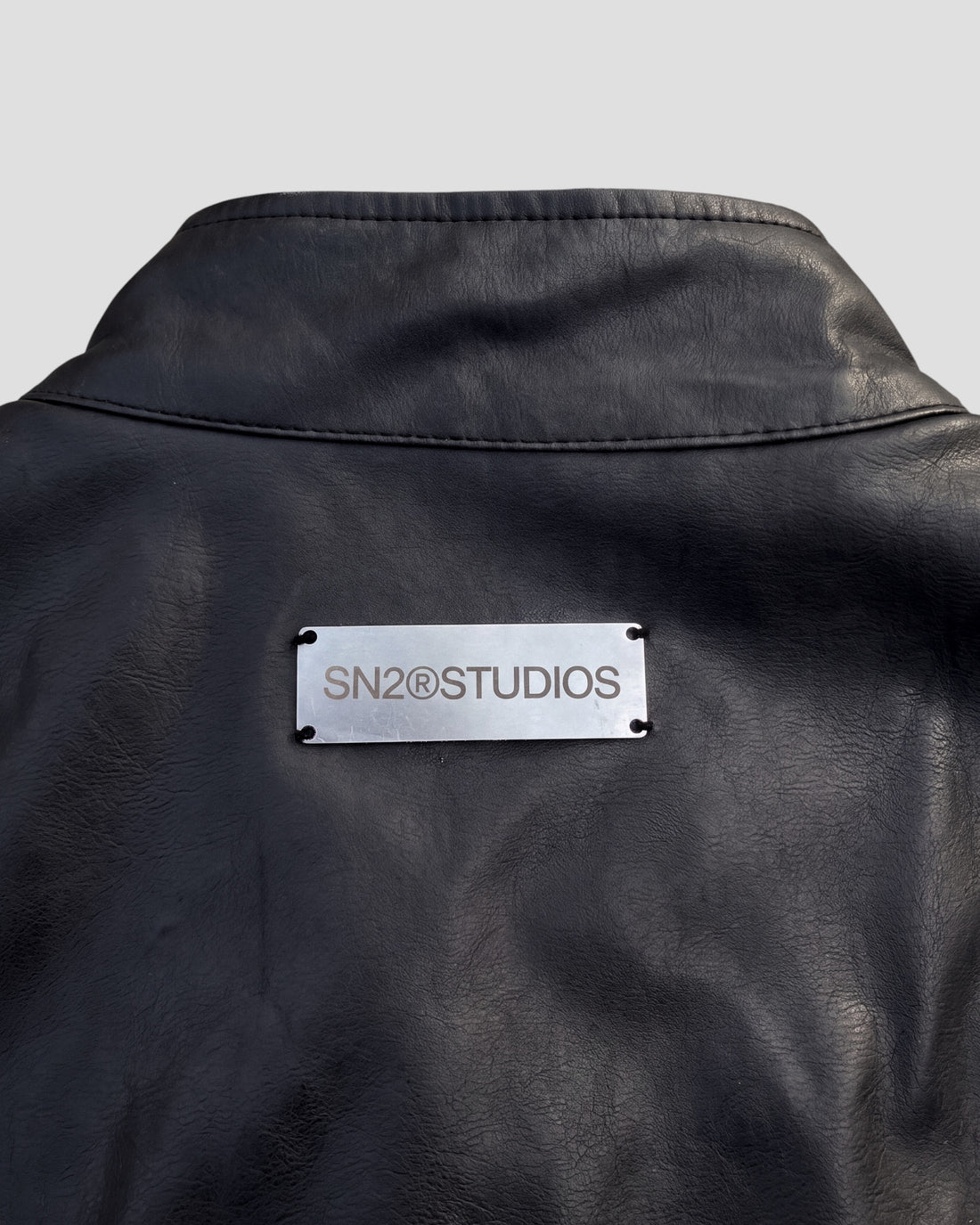 DEMENTE WASHED STAND COLLAR LEATHER JACKET