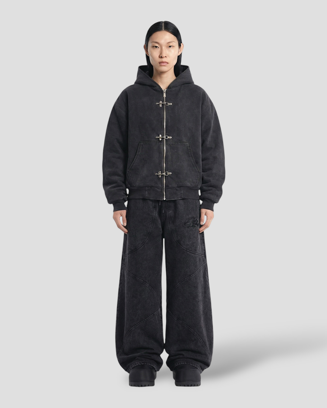 CORE CLASP WASHED HOOD DOUBLE LAYERED WORKER JACKET