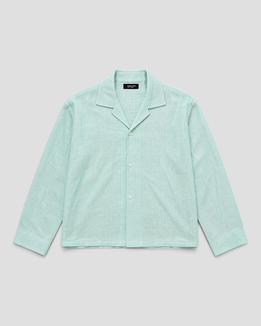 Costa Mint Blank Linen Long Sleeve Shirt