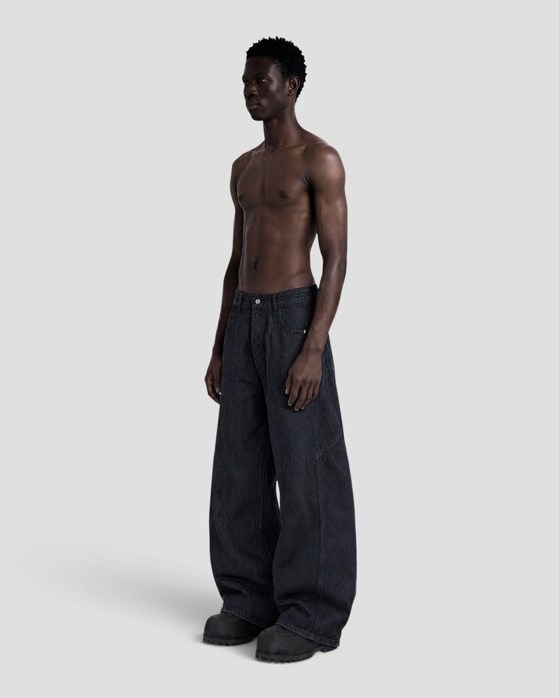 DEMENTE RAW DENIM BARREL CURVED OVERSIZED JEANS