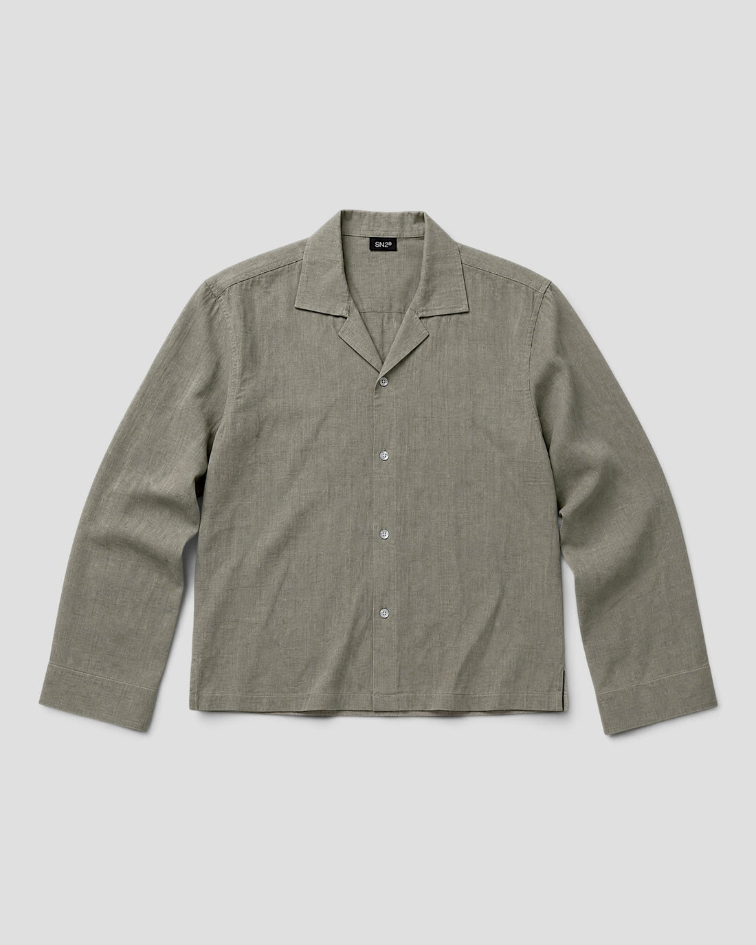Costa Olive Blank Linen Long Sleeve Shirt