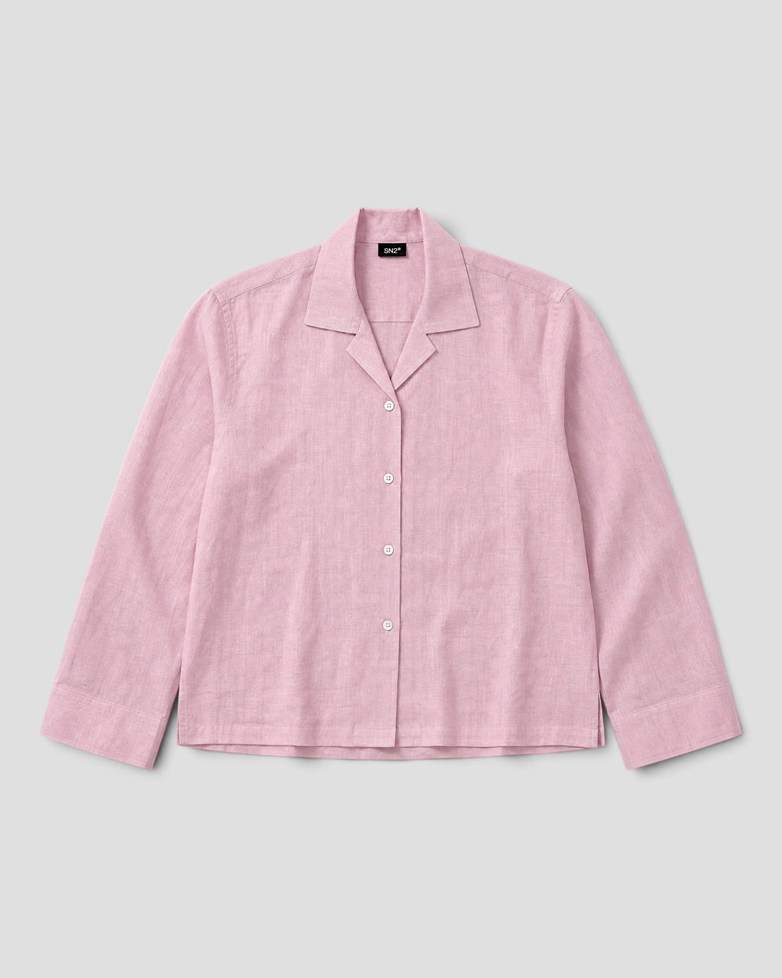 Costa Pink Blank Linen Long Sleeve Shirt