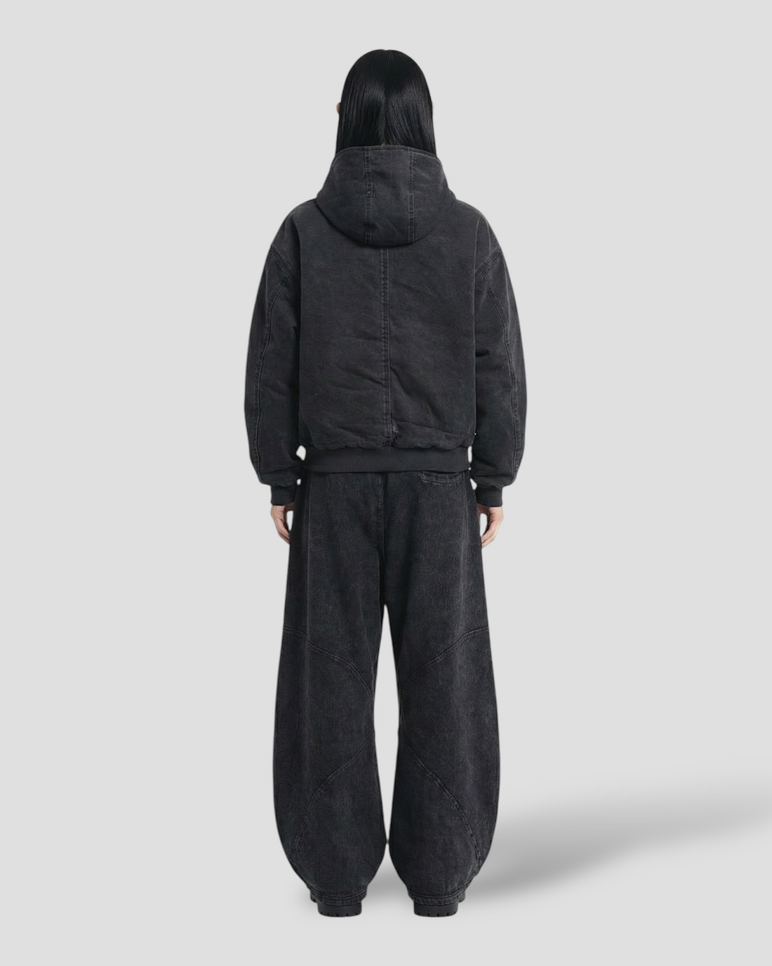 CORE CLASP WASHED HOOD DOUBLE LAYERED WORKER JACKET