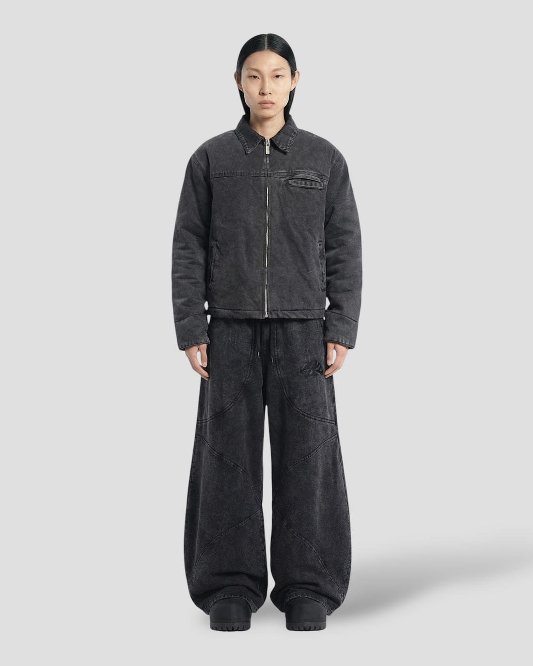 CORE WASHED COLLAR DOUBLE LAYERED WORKER JACKET