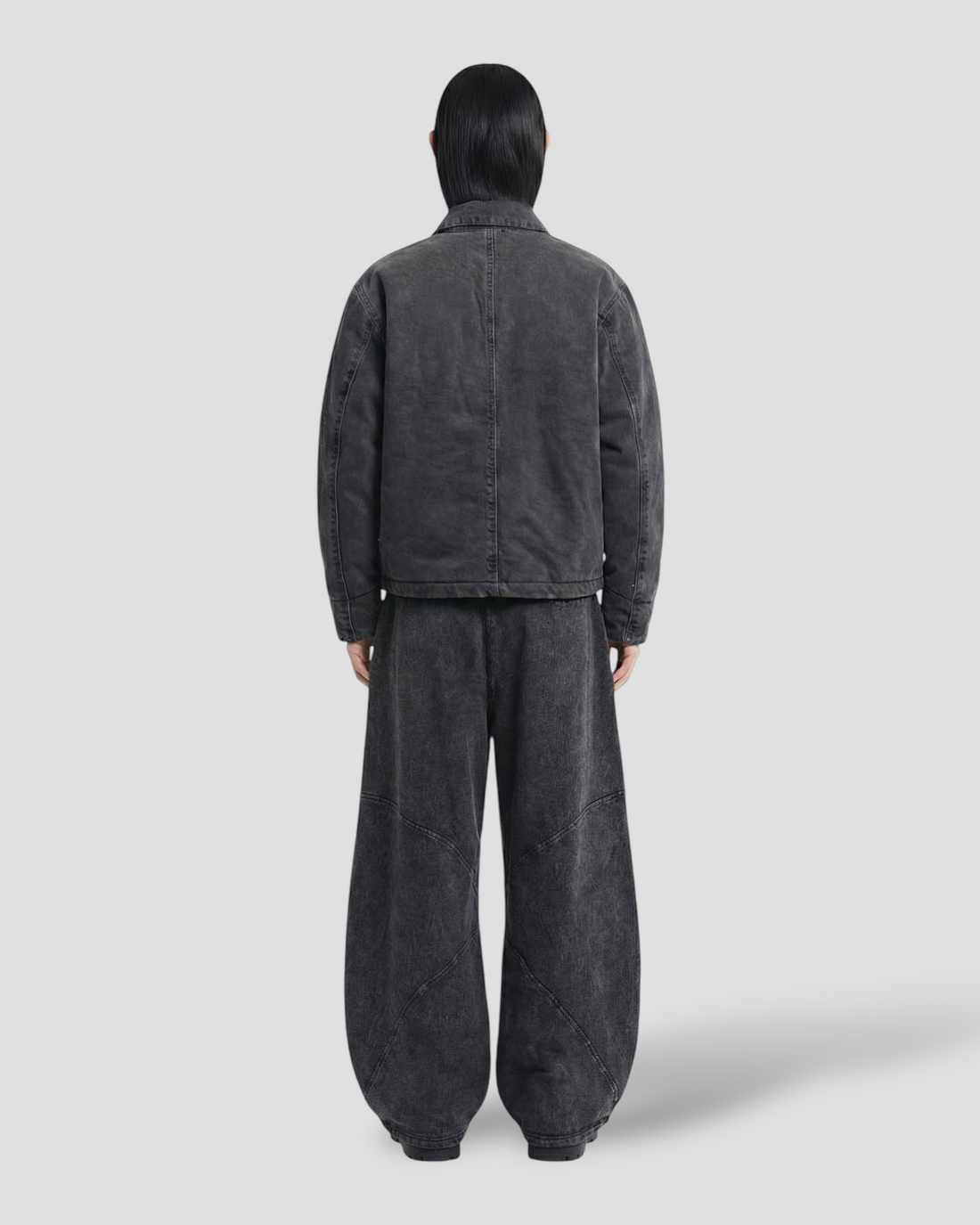 CORE CLASP WASHED COLLAR DOUBLE LAYERED WORKER JACKET