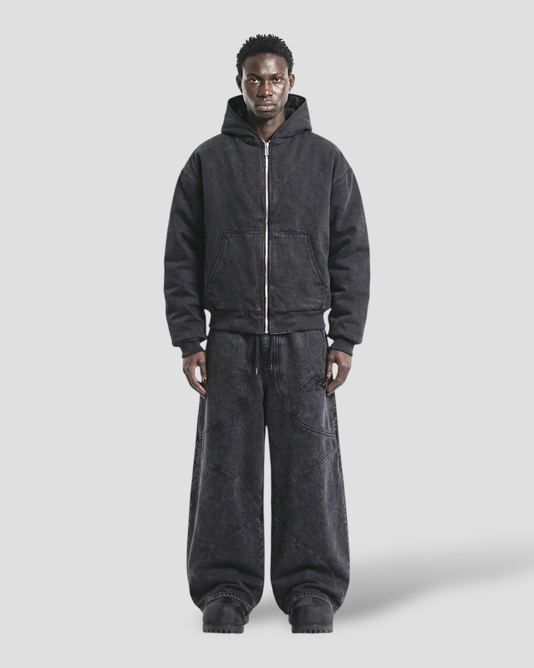 CORE WASHED HOOD DOUBLE LAYERED WORKER JACKET