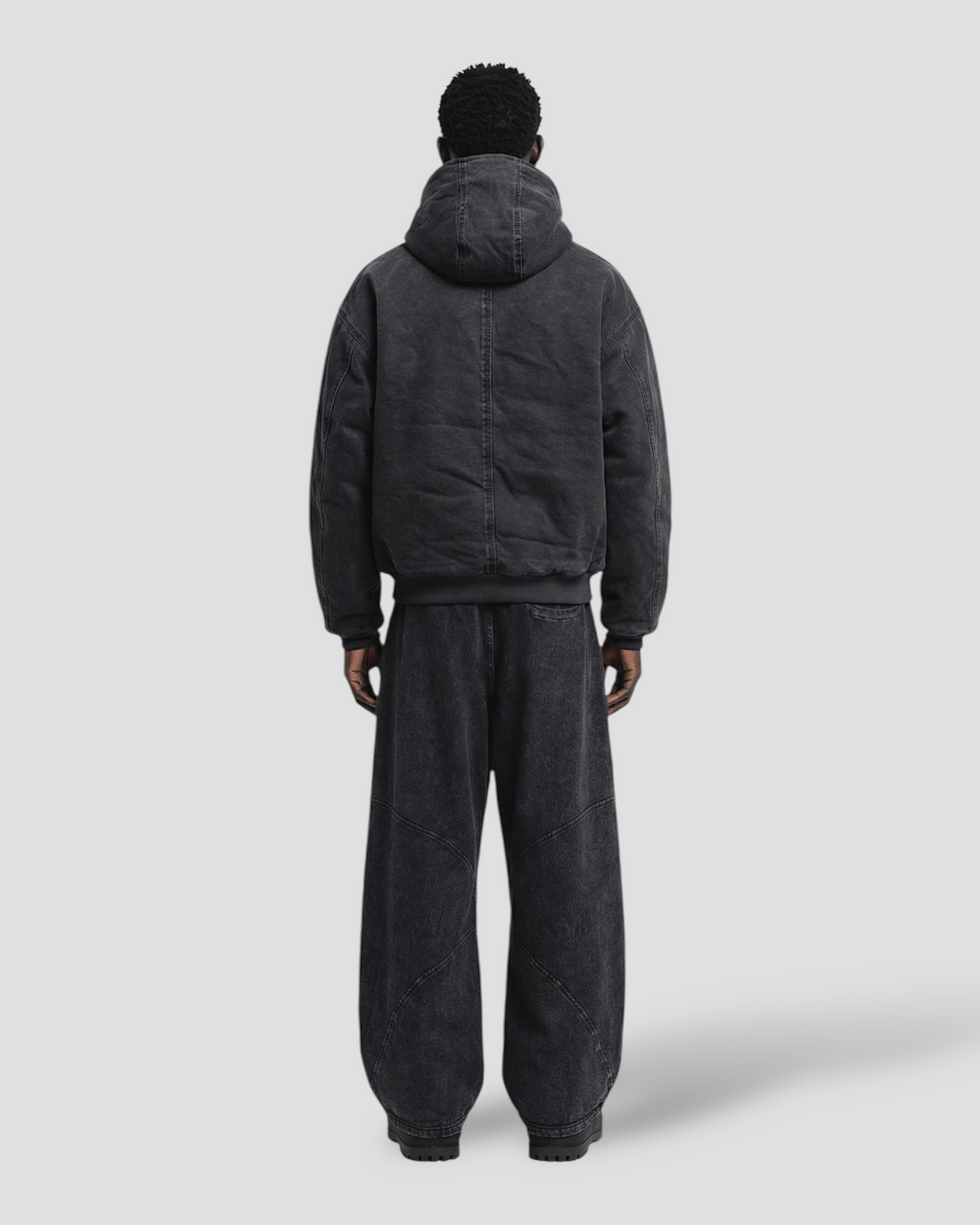 CORE CLASP WASHED HOOD DOUBLE LAYERED WORKER JACKET