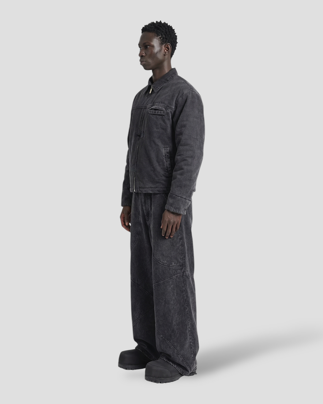 CORE WASHED COLLAR DOUBLE LAYERED WORKER JACKET