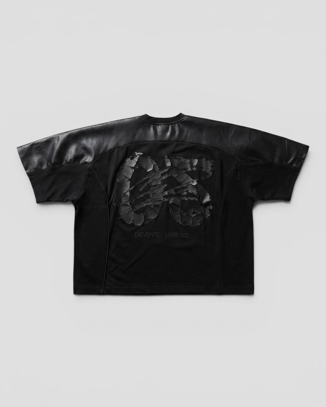 DEMENTE NUMERAL BLACK AND LEATHER JERSEY