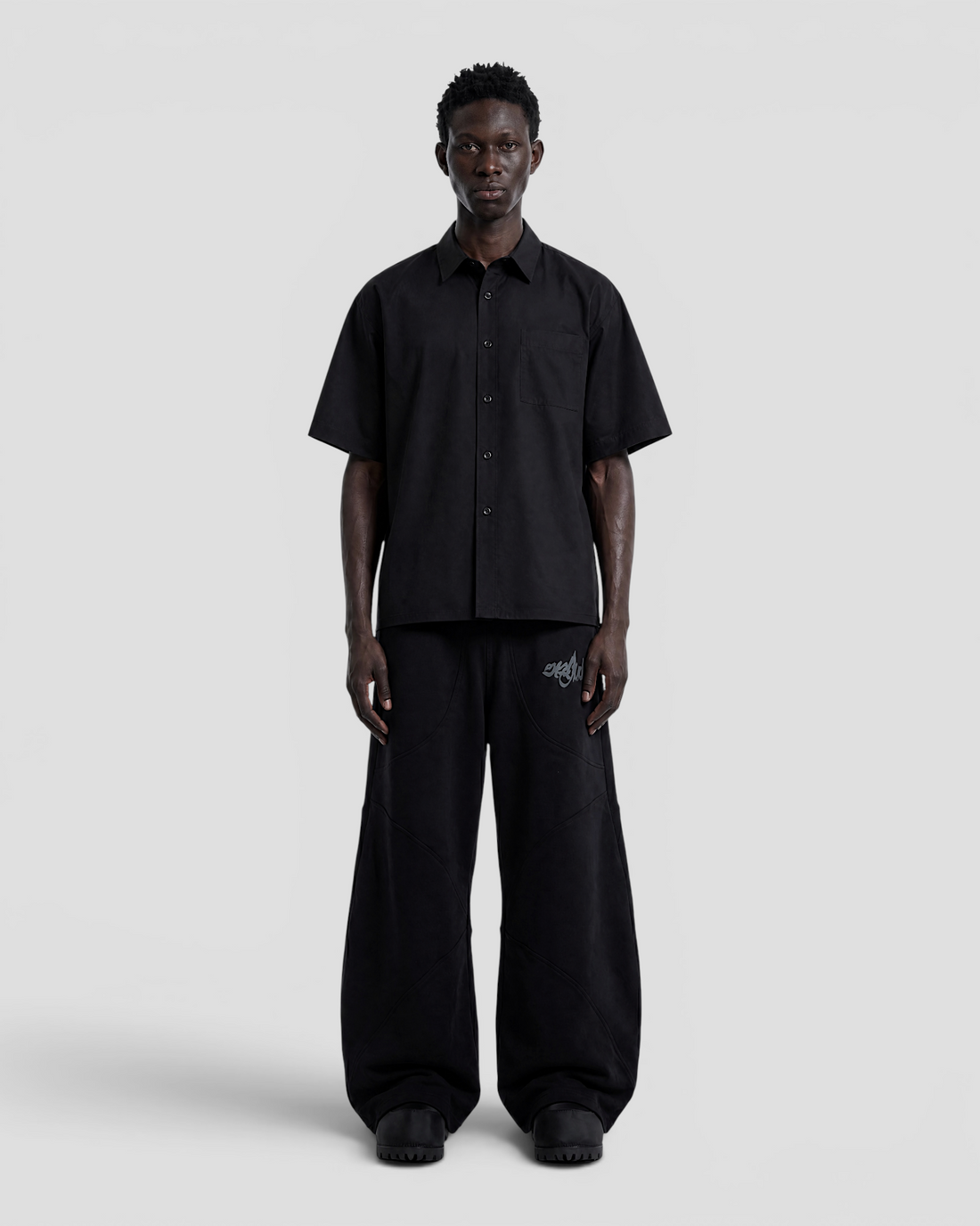 Nate Blank Black Boxy Shirt