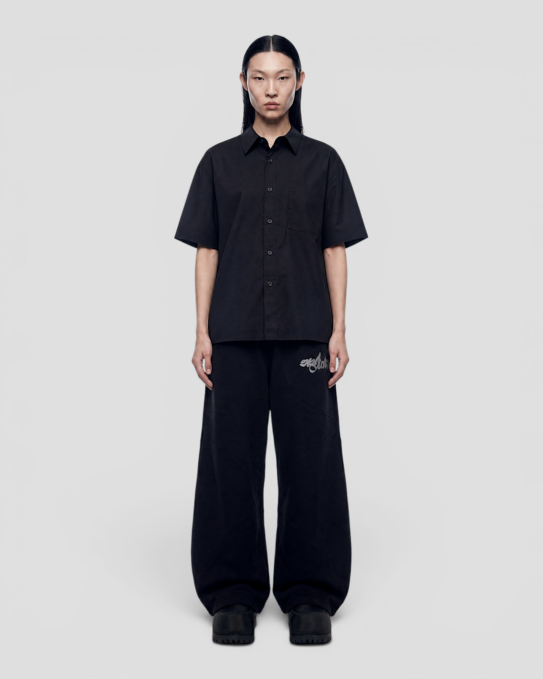 Nate Blank Black Boxy Shirt