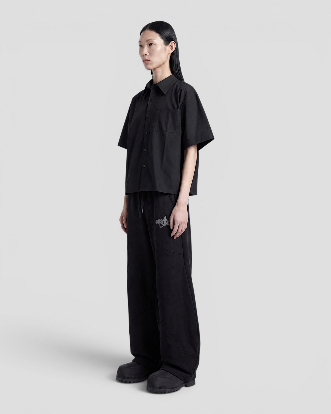 Nate Blank Black Boxy Shirt