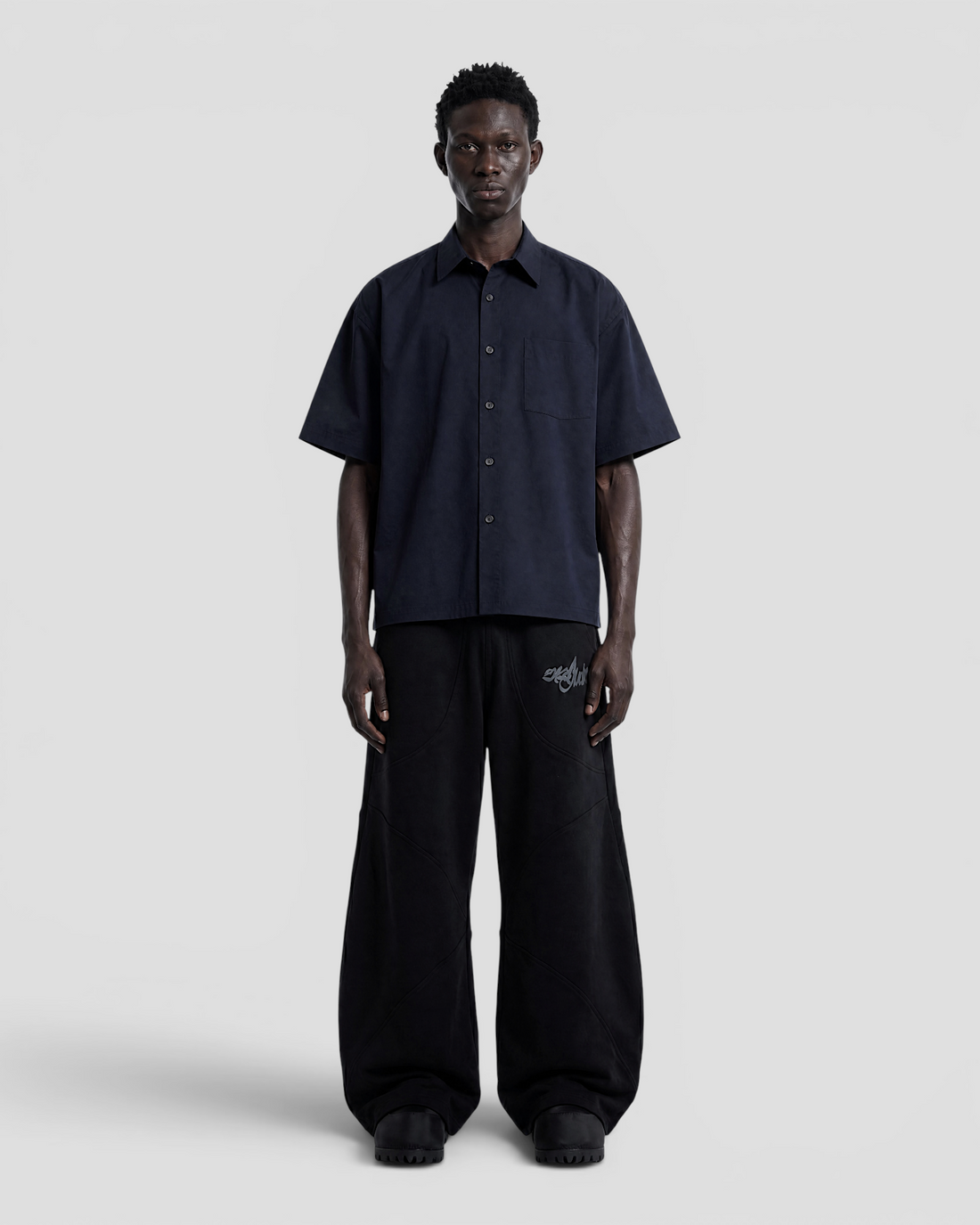 Nate Blank Navy Boxy Shirt