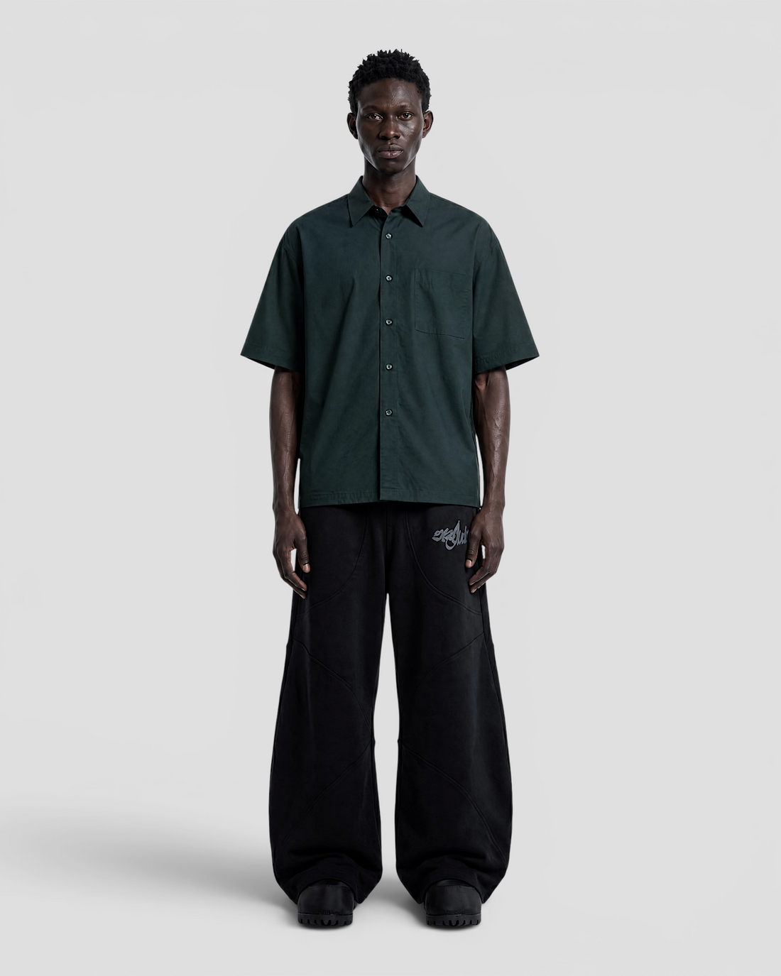 Nate Blank Dark Green Boxy Shirt