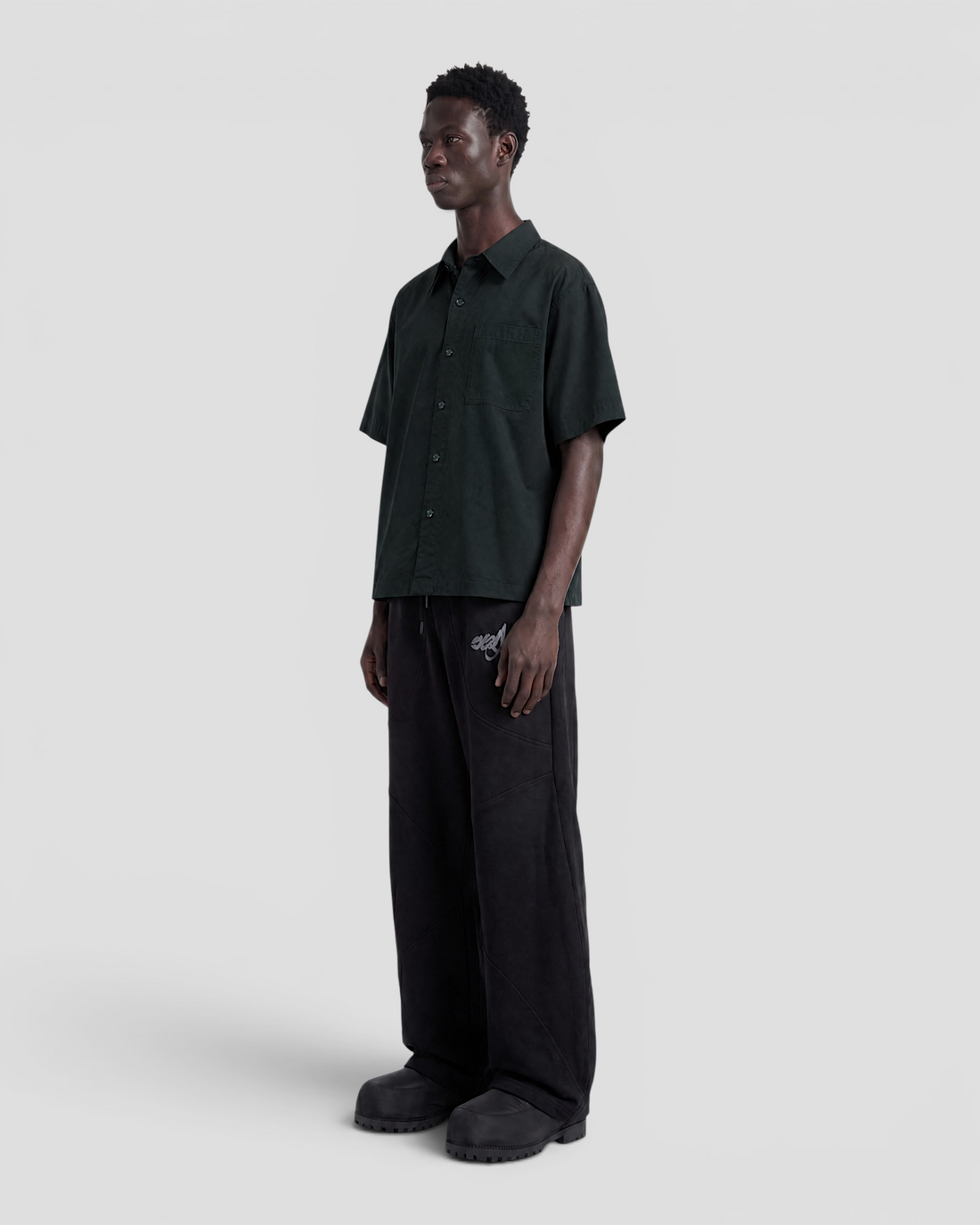 Nate Blank Dark Green Boxy Shirt